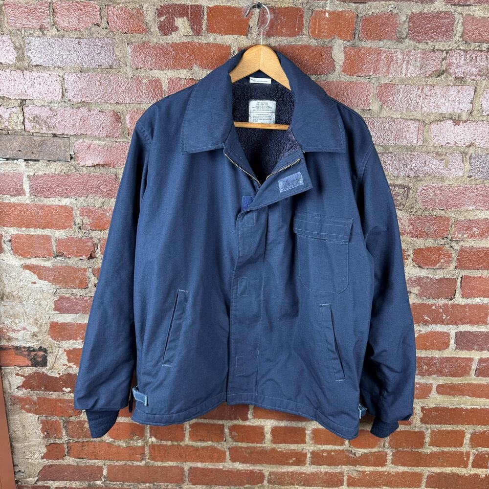 Vintage Tennier Industries Jacket Mens XL Blue Cold Weather Flame Resistant 90s